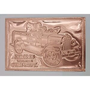 Vintage Kopper‎ Kard  JEROME  VOLUNTEER FIRE DEPT. Engraved Copper Postcard/Art